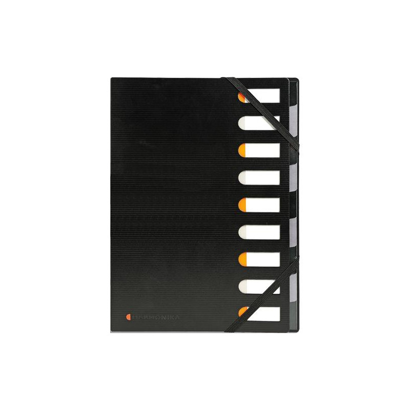 EXACOMPTA Trieur HARMONIKA EXACTIVE 9 positions en polypropylène recylclé. Dos à soufflet. Coloris Noir