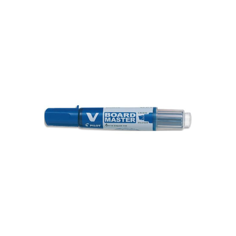 PILOT Marqueur effaçable à sec rechargeable VBOARD MASTER. Pointe biseautée moyenne. Encre liquide bleu