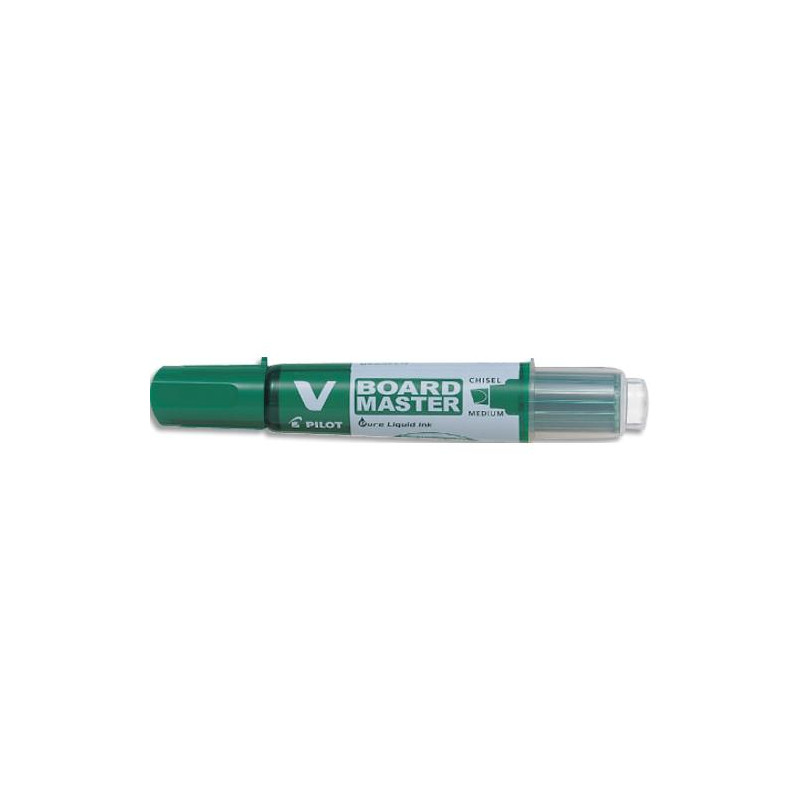 PILOT Marqueur effaçable à sec rechargeable VBOARD MASTER. Pointe biseautée moyenne. Encre liquide vert