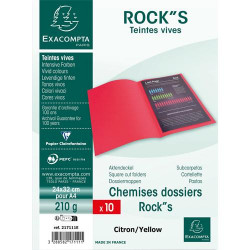 EXACOMPTA Paquet de 10 chemises ROCK&#39;S en carte 210 grammes coloris jaune