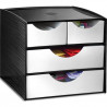 CEP Module 2 petits tiroirs + 2 grands tiroirs Dim : 18,6 x 18,5 H 17,5 cm Noir/Gris métal