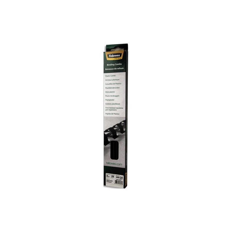 FELLOWES Boîte de 25 anneaux reliures plastique, 6mm, blanc - capacité jusqu'à 20 pages.