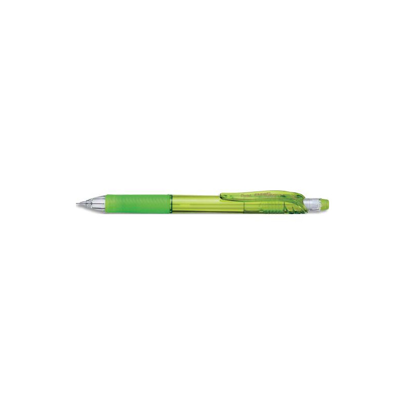 PENTEL Porte mines Energize avec un grip caoutchouc et gomme. Mines 0.7mm. Coprs translucide vert clair