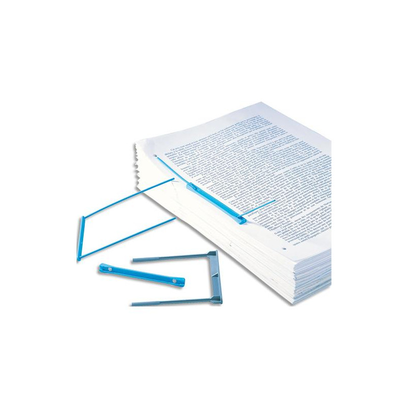 FAST Boîte de 50 relieurs plastique 10 cm pour archivage de documents perforées. Coloris bleu