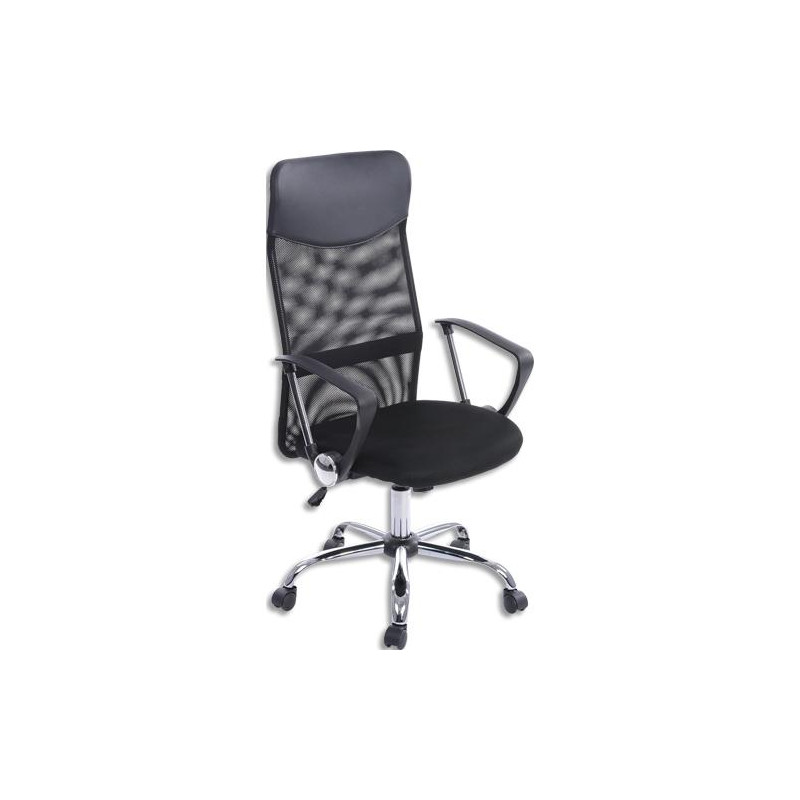 Fauteuil de bureau ergonomique au design moderne, assise noire et dossier en résille