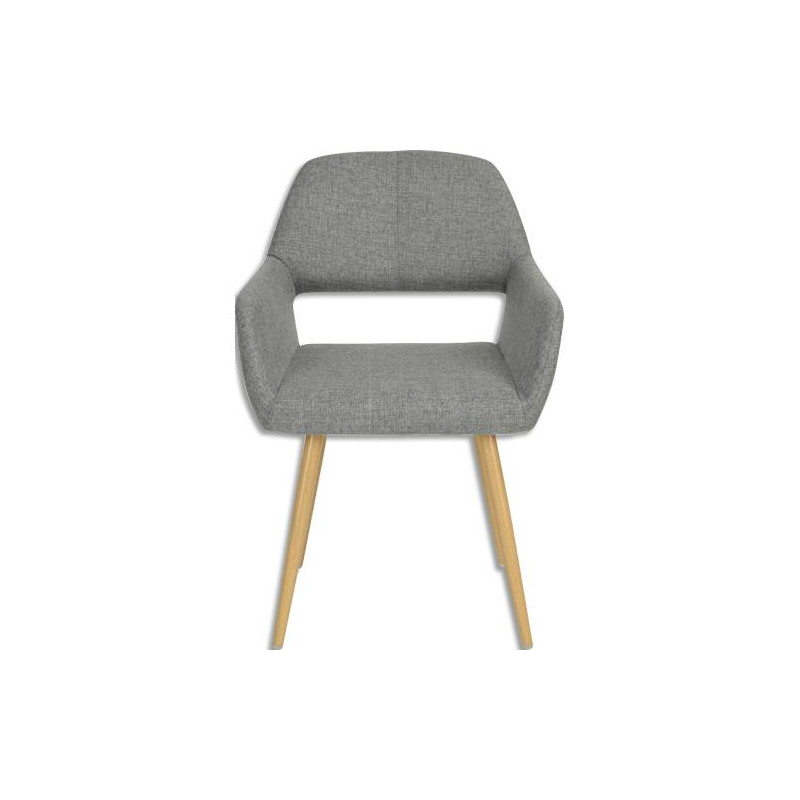 Chaise fixe en tissu, pieds en métal imitation bois