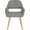 Chaise fixe en tissu, pieds en métal imitation bois