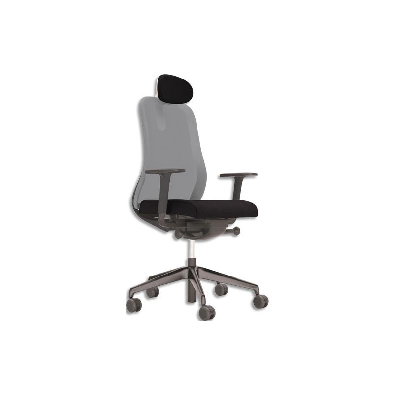 NOWY STYL Fauteuil Souly synchrone ergonomique et design avec assise noire et dossier résille grise