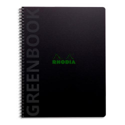 RHODIA Cahier &agrave; spirale polypropyl&egrave;ne recycl&eacute; GREENBOOK 23,5x29,7cm 160 pages recycl&eacute;es 90g Q5&#47;