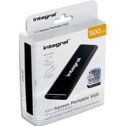 INTEGRAL Disque SSD portable externe Slim 500 Go - Lecture 1050&#47;&eacute;criture 1000MBs