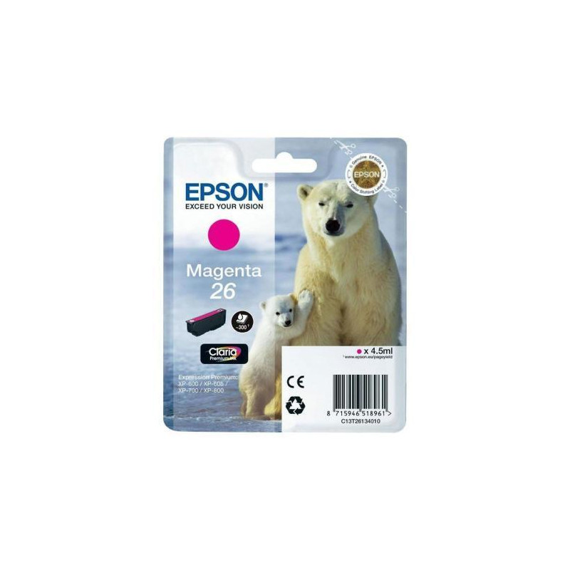 EPSON Cartouche jet d&#39;encre N&deg;26 - Ours polaire - T2613 - Magenta C13T26134012