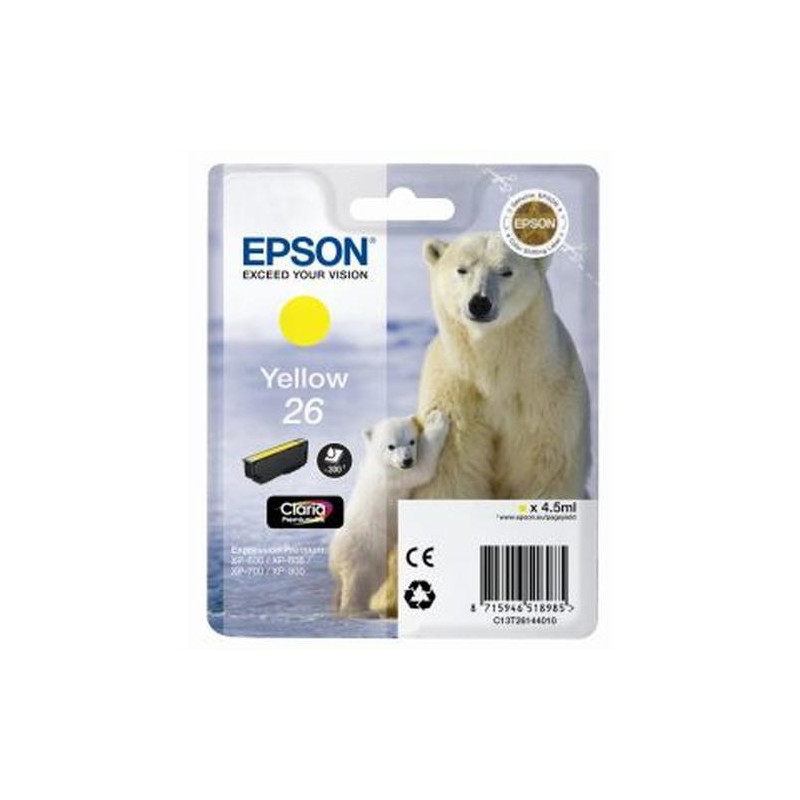 EPSON Cartouche jet d&#39;encre N&deg;26 - Ours polaire - T2614 - Jaune - C13T26144012