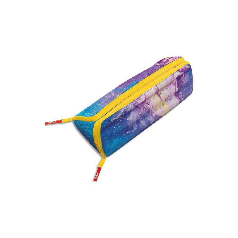 MAPED Trousse xxL double compartiments, réversible et personnalisable. Marbling rose