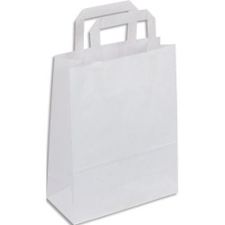 Paquet de 50 sacs blanc blanc poign&eacute;es plates 180 + 80 x 220 mm