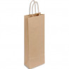 Paquet de 50 sacs kraft économique pour bouteille avec poignées torsadée 140 + 80 x 390 mm
