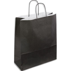 Paquet de 50 sacs kraft noir poign&eacute;es torsad&eacute;es 180 + 80 x 220 mm