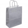 Paquet de 50 sacs kraft argent poign&eacute;es torsad&eacute;es 230 + 120 x 300 mm