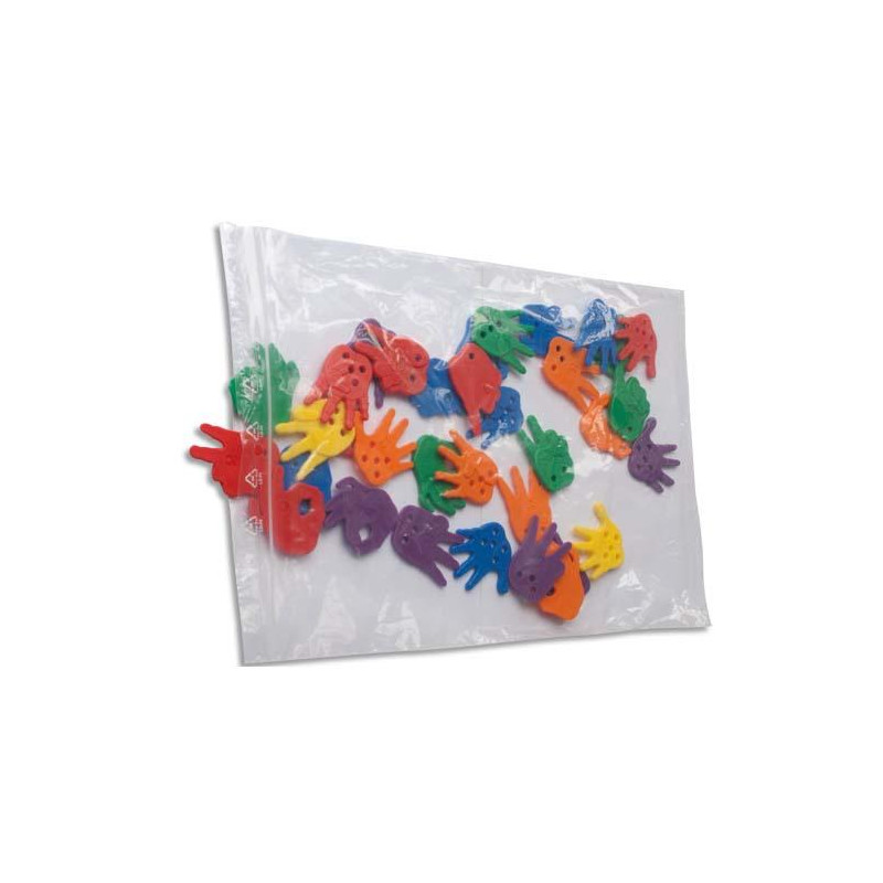 Lot de 100 sachets plastique Ecoclip neutre en PEBD 50 microns 18 x 25 cm brochables.