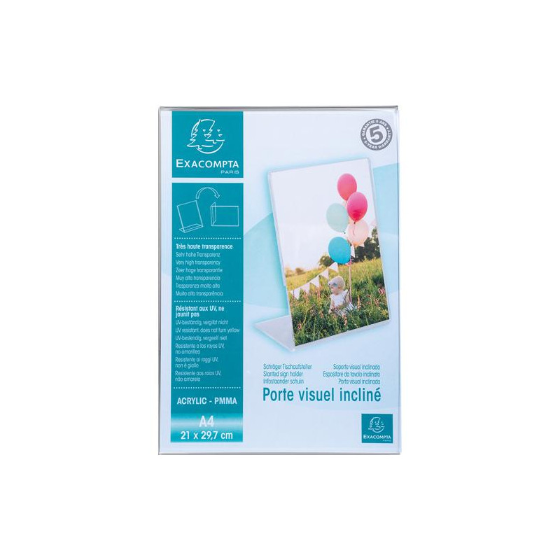 EXACOMPTA Porte-visuel incliné vertical format A4 - Cristal 84058D