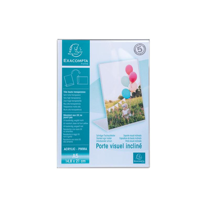 EXACOMPTA Porte-visuel incliné vertical format A5 - Cristal 85058D