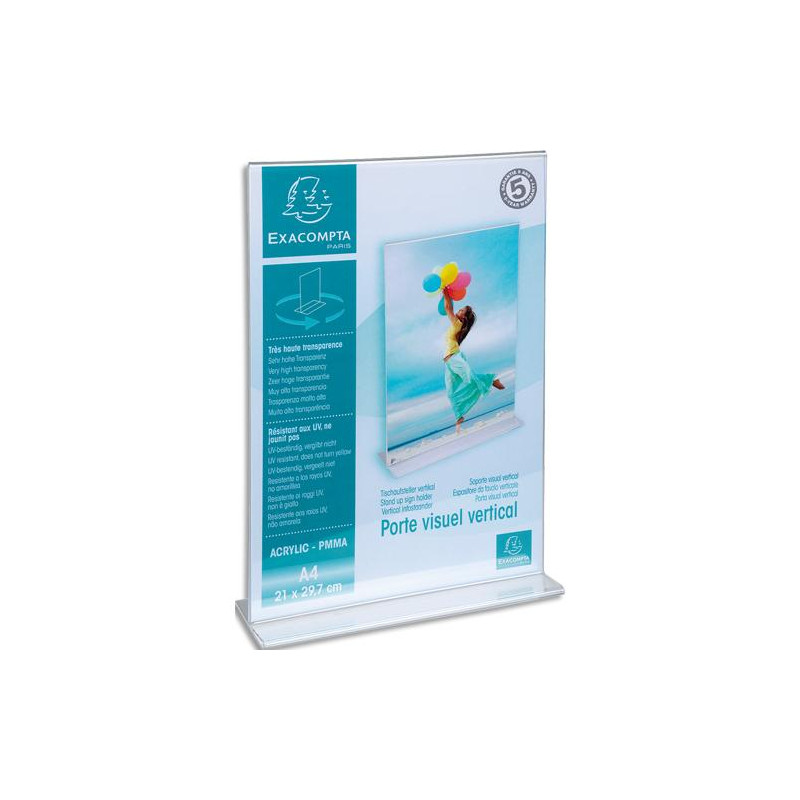 EXACOMPTA Porte-visuel droit vertical format A4 - Cristal 84158D