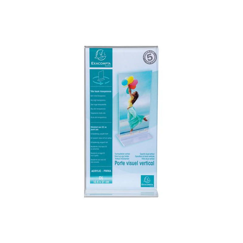 EXACOMPTA Porte-visuel droit vertical format DL 1&#47;3 A4 - Cristal 83158D