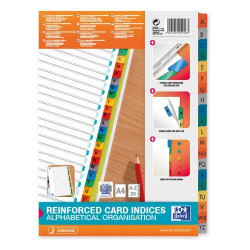 OXFORD Intercalaire alphab&eacute;tique, carte Blanche 170g, 20 positions renforc&eacute;es mylar, format A4. Assortis