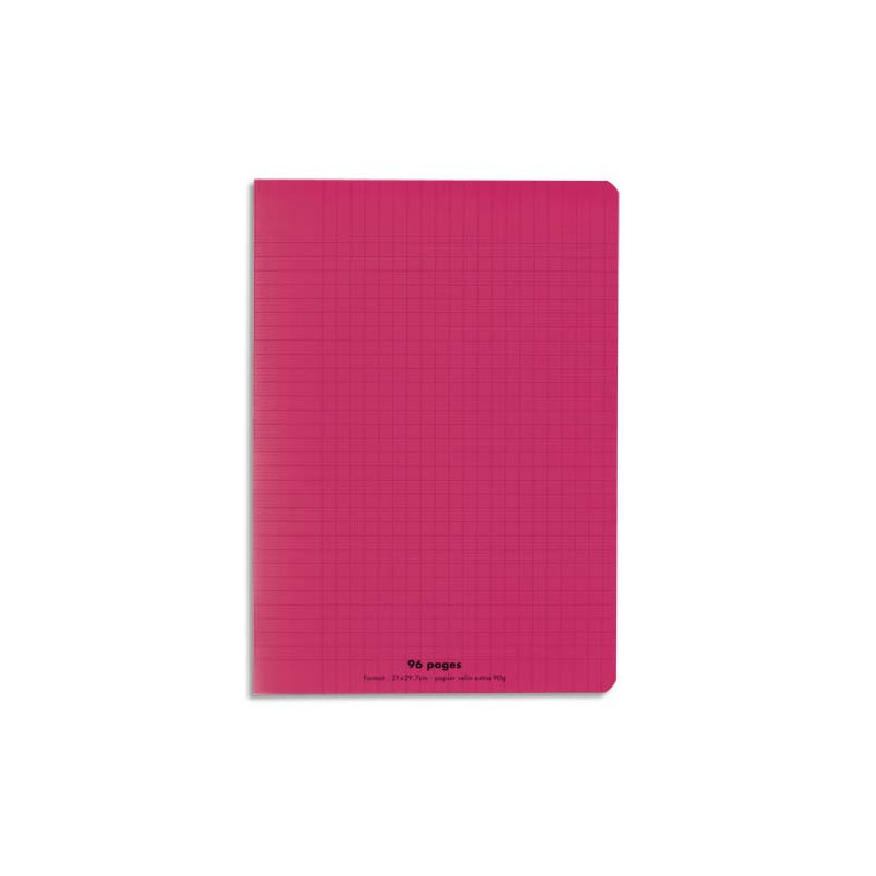 PLEIN CIEL Cahier piqûre 24x32cm 96 pages grands carreaux Seyès 90g. Couverture polypro Rose