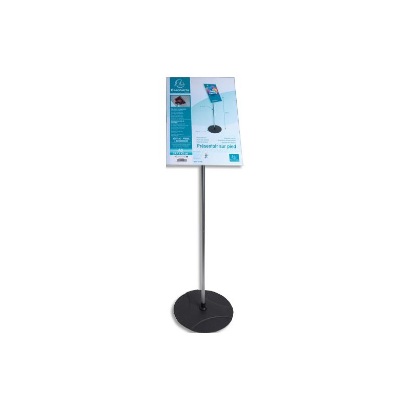 EXACOMPTA Présentoir sur pied en aluminium, porte-visuel format A3 vertical réglable à 180&deg;