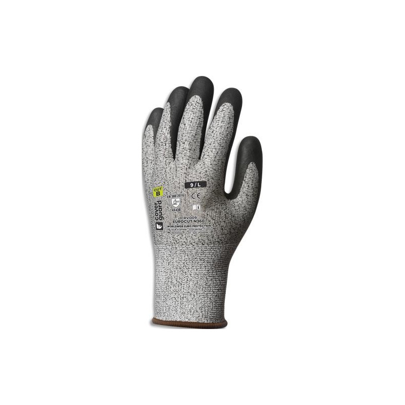 COVERGUARD Paire gants anticoupure B, enduction palmaire mousse nitrile, dext&eacute;rit&eacute; optimis&eacute;e, grip, T8