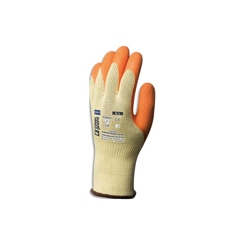 COVERGUARD Paire gants manutention, jardin, enduction paume latex milieu humide, r&eacute;sistance d&eacute;chirure,T8