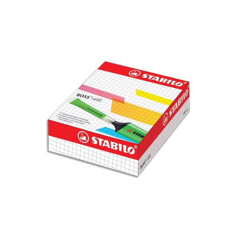 STABILO Bo&icirc;te de 20 recharges pour surligneur Boss Original. Couleurs panach&eacute;es