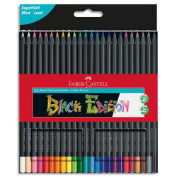 FABER CASTELL Pochette de 24 crayons de couleur Black Edition