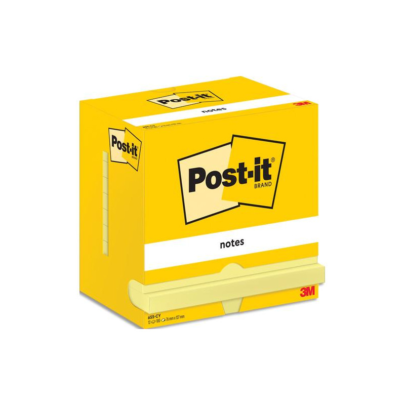 POST-IT Lot de 12 blocs repositionnables Format 7,6 x 12,7cm.