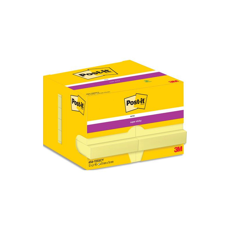 POST-IT Bloc notes repositionnables Super Sticky 90 feuilles 76x47,6 mm Jaune