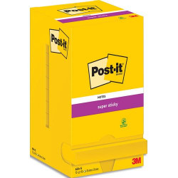 POST-IT Lot de 12 blocs repositionnables SUPERSTICKY 90 feuilles. Format 7,6 x 7,6cm. Coloris Jaune foncé