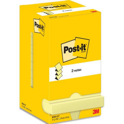 POST-IT Lot de 12 recharges repositionnables ZNOTES 100 feuilles. Format 7,6 x 7,6cm. Coloris Jaune