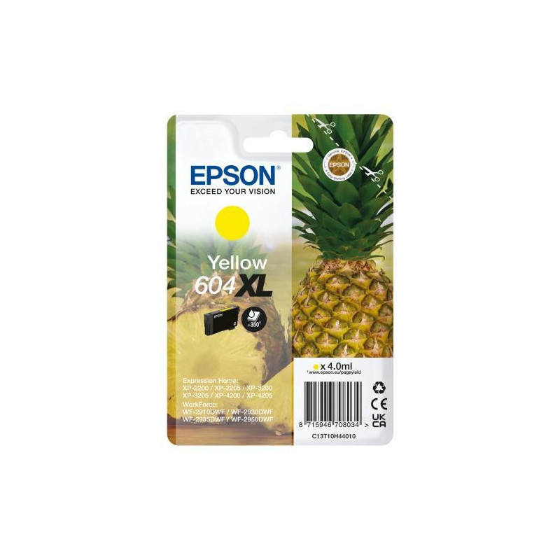 EPSON Cartouche Jet d&#39;Encre Jaune 604 XL (T10H4) C13T10H44010