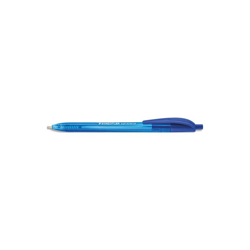 STAEDTLER Stylo bille 4230. Corps triangulaire r&eacute;tractable. Pointe moyenne 1 mm Coloris bleu