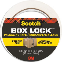 SCOTCH Ruban d&#39;emballage papier Box Lock&trade; Scotch&reg;, 48 mm x 22,8 m, adh&eacute;sion extra forte