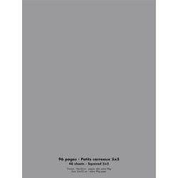 Cahier piqûre 24x32cm 96 pages 90g quadrillé 5x5. Couverture polypropylène Gris