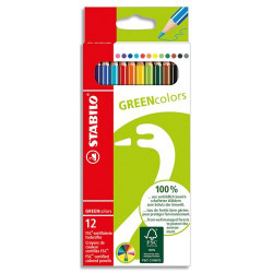 STABILO Etui 12 crayons de couleur GREENColors. Bois FSC, finition vernis mat. Coloris assortis