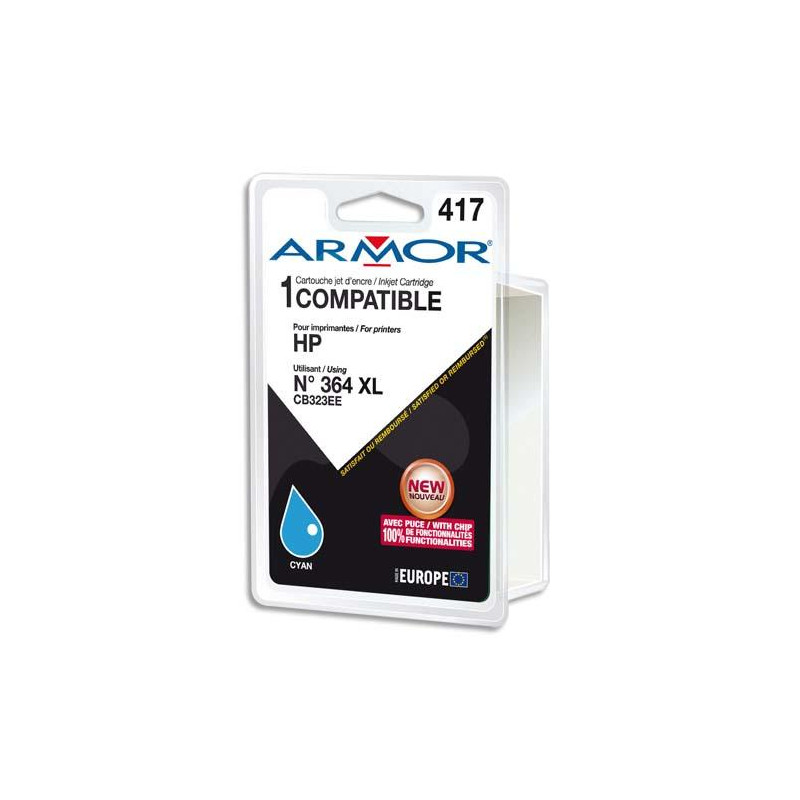 ARMOR compatible Jet d&#39;encre Cyan pour HP CB323EE K12573