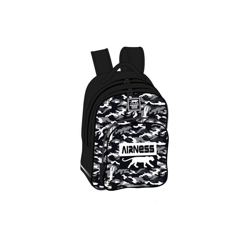 OXFORD Sac Borne AIRNESS LIBERTY 2 cmpts polyester. 33x46x18 cm. D&eacute;cor s&eacute;rigraphi&eacute;, coloris Noir et Blanc