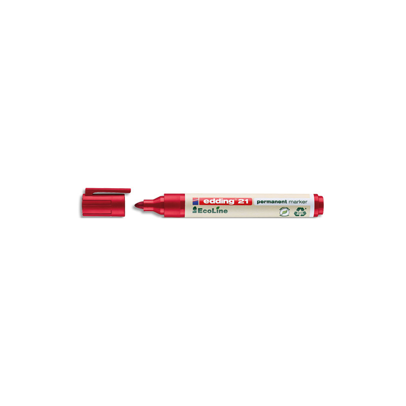 EDDING Marqueur permanent E-21 de la gamme ECOLINE moins 90 % de matériaux recyclés. Pointe ogive. Rouge