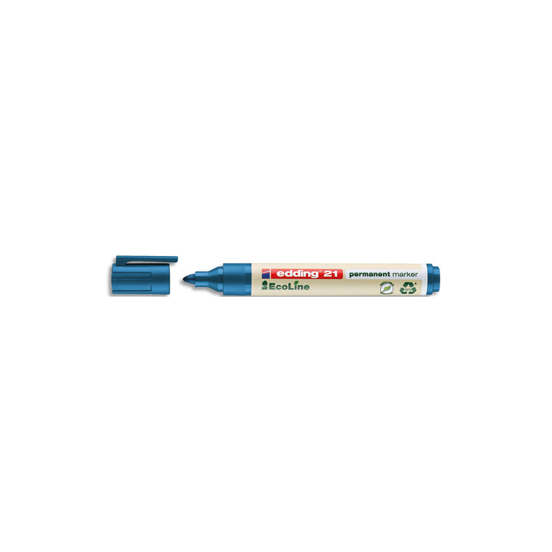EDDING Marqueur permanent E-21 de la gamme ECOLINE moins 90 % de matériaux recyclés. Pointe ogive. Bleu