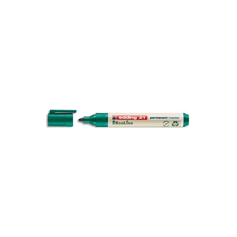 EDDING Marqueur permanent E-21 de la gamme ECOLINE moins 90 % de matériaux recyclés. Pointe ogive. Vert