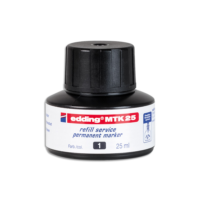 EDDING Recharge pour marqueur permanent E-21 de la gamme ECOLINE. Flacon de 25 ml. Encre noire