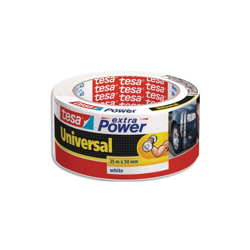 TESA Rouleau de toile adhésive renforcée 25m x 50 mm coloris Blanc