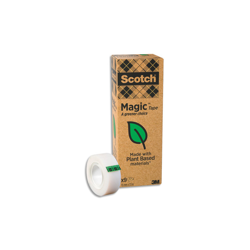 SCOTCH Boîte de 9 rubans Scotch Magic bague carton recyclé, 19mmx33m